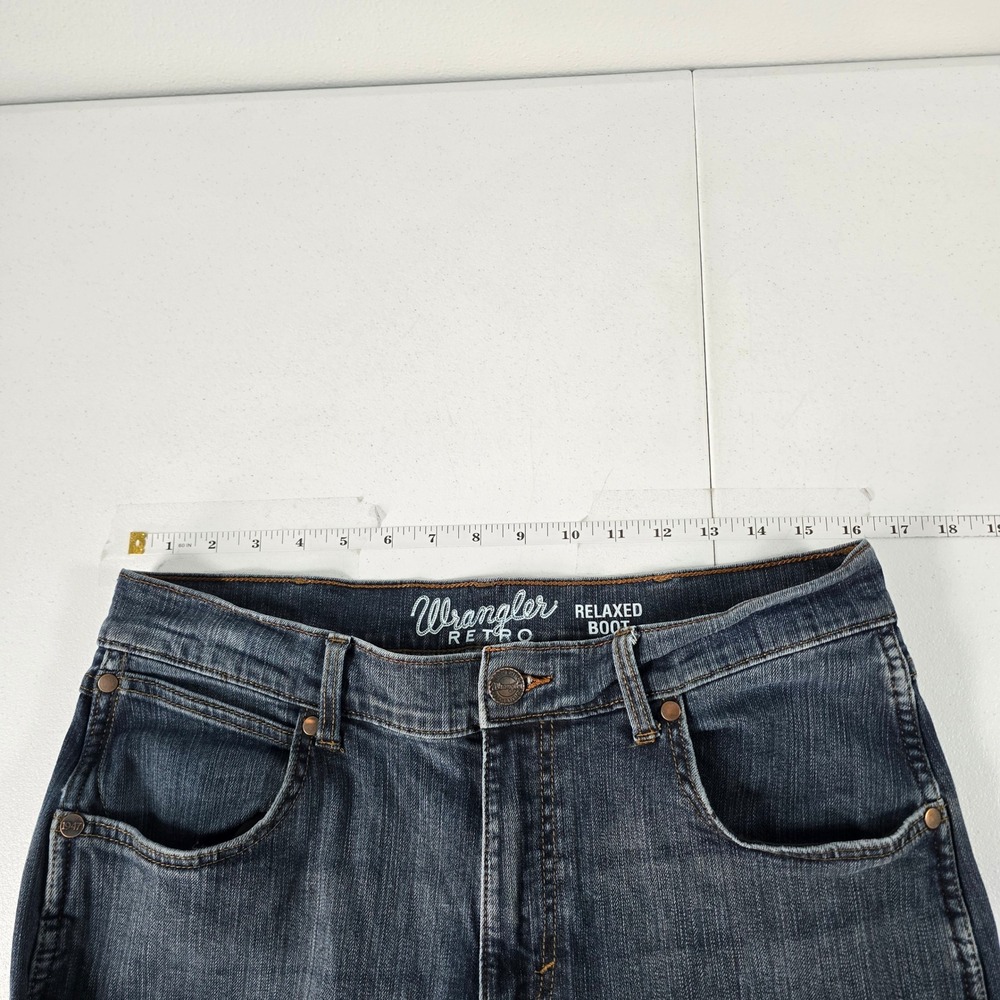 Wrangler Retro Relaxed Bootcut Jeans Dark Wash Mens 32x34 10WRT20FL - Picture 3 of 9